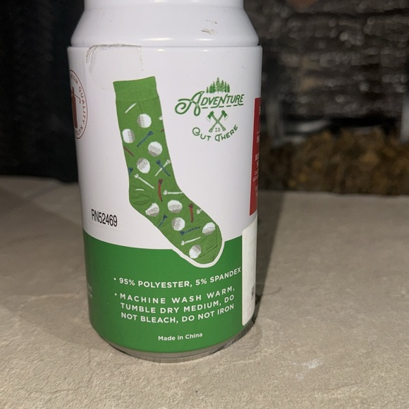 Beer can socks gift green socks with golf balls tees in fake beer can package - Picture 4 of 7